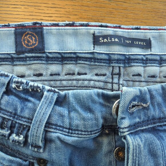 Salsa Jeans Men’s W33 L32 Blue Distressed Paint Splatter Slim Fit Button Fly - Picture 9 of 16